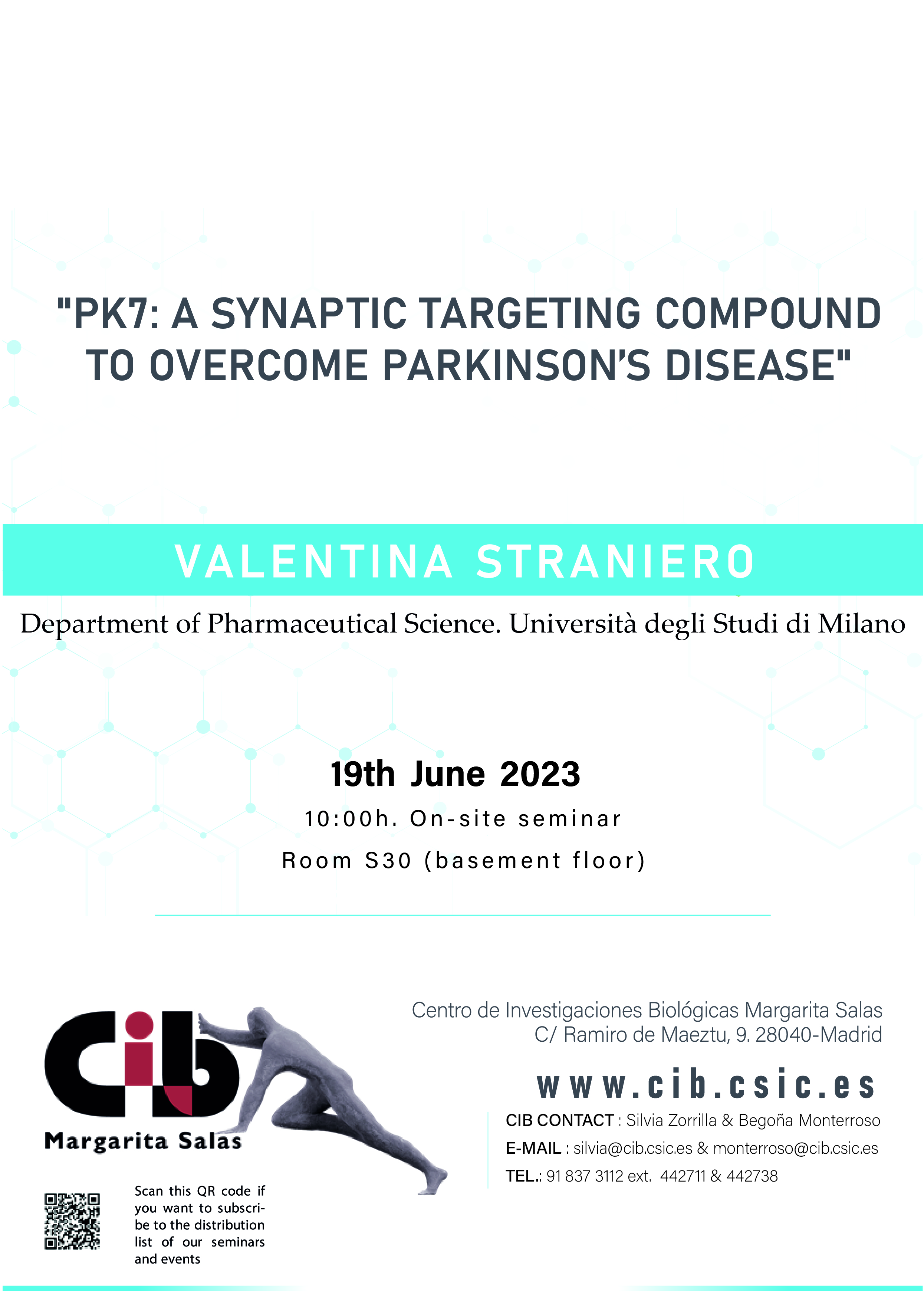 Cartel del seminario de Valentina Straniero el 19 de junio de 2023