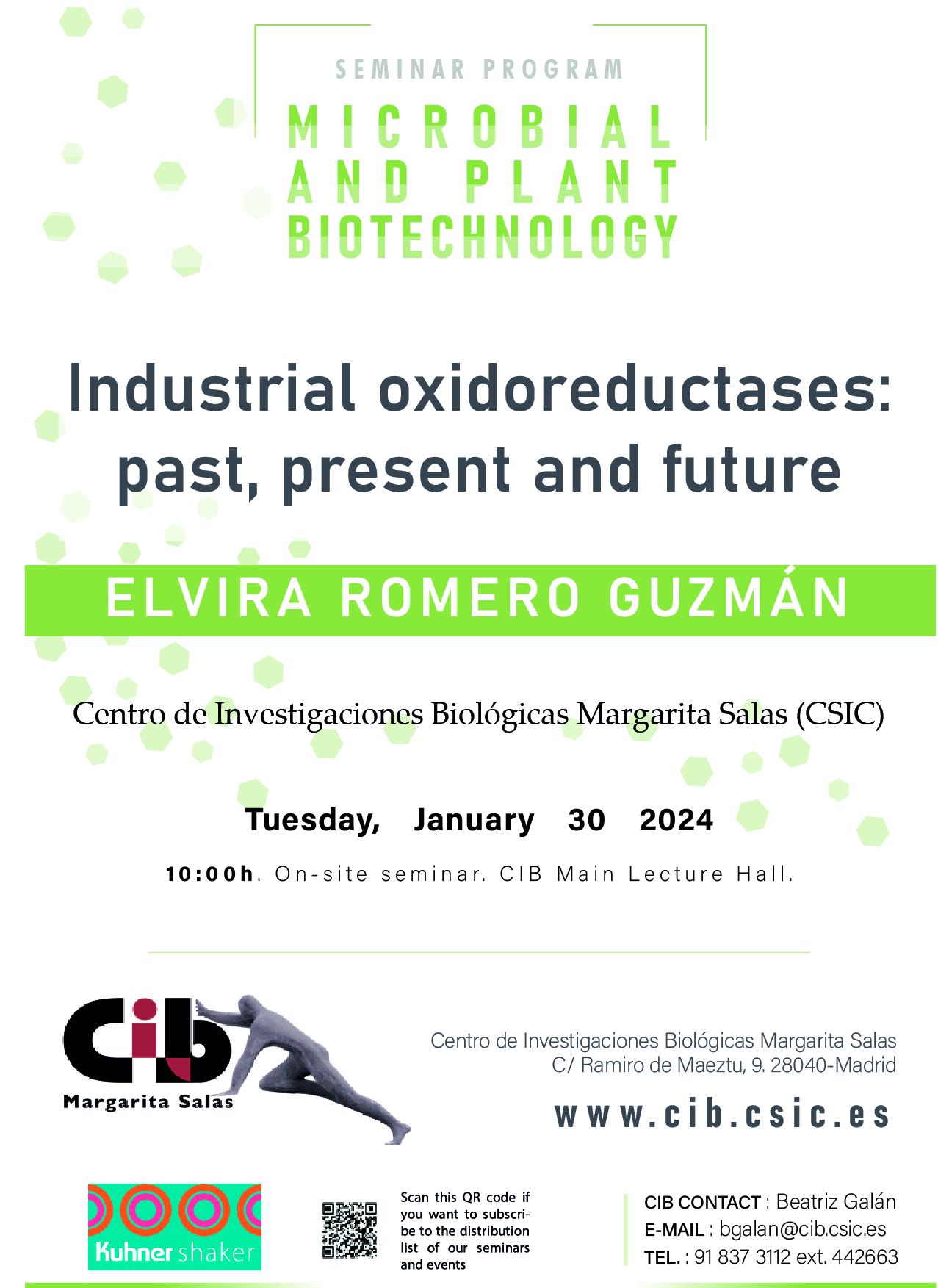 Cartel del seminario de Elvira Romero que tendrá lugar el 30 de enero de 2024