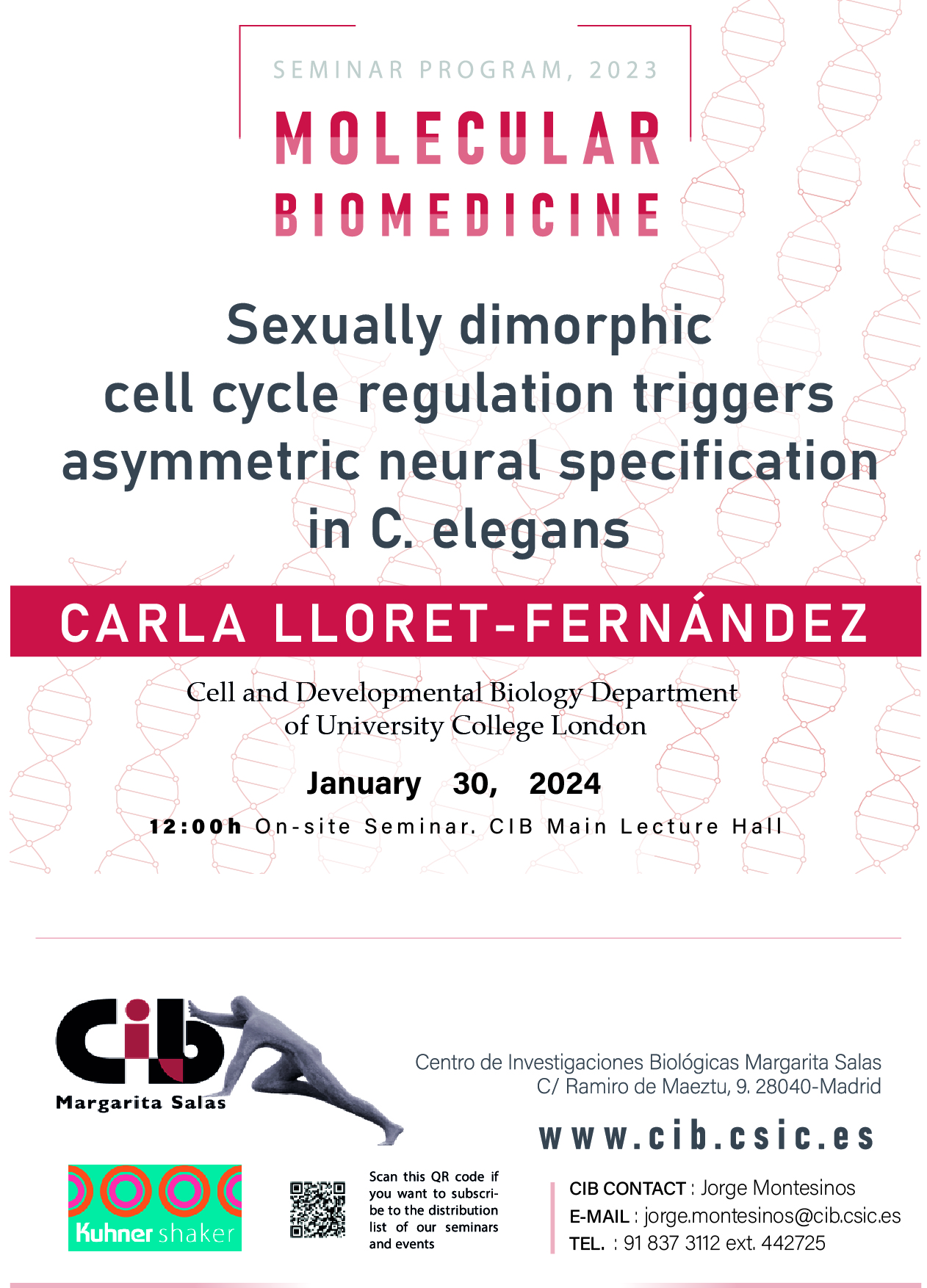 Cartel del seminario de Carla Lloret-Fernández del 30 de enero de 2024