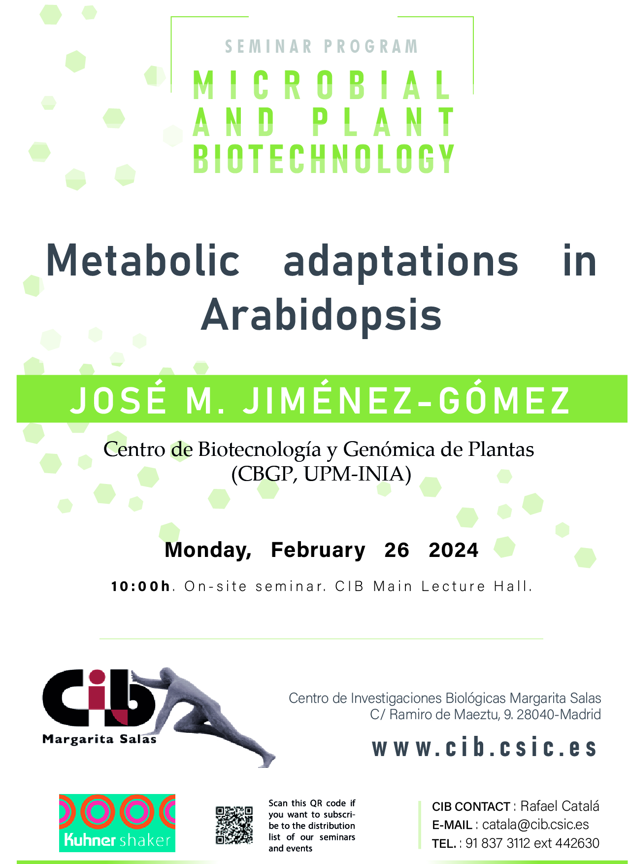 Cartel del seminario de José M. Jiménez-Gómez del 26 de febrero de 2024