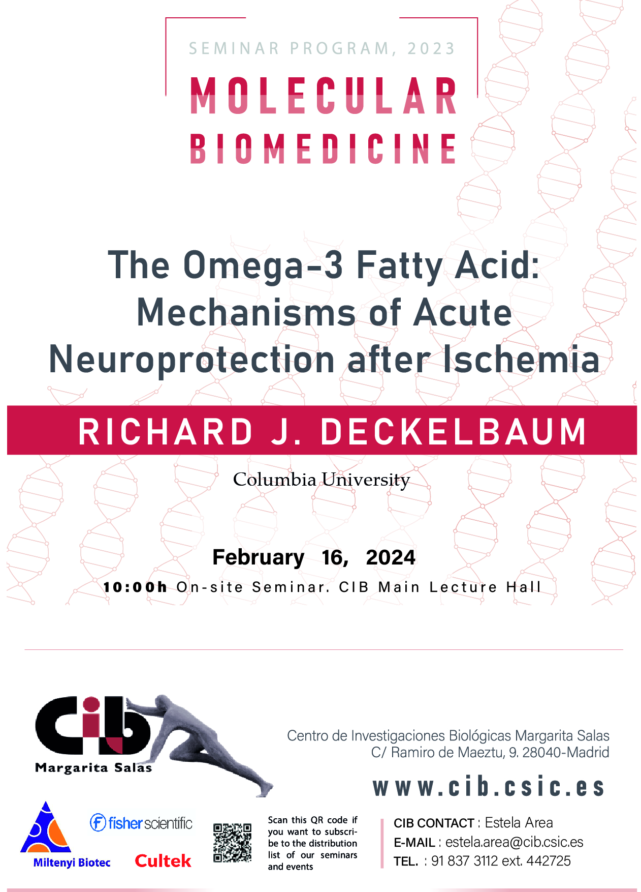 Cartel del seminario de Richard J. Deckelbaum del 16 de febrero de 2024