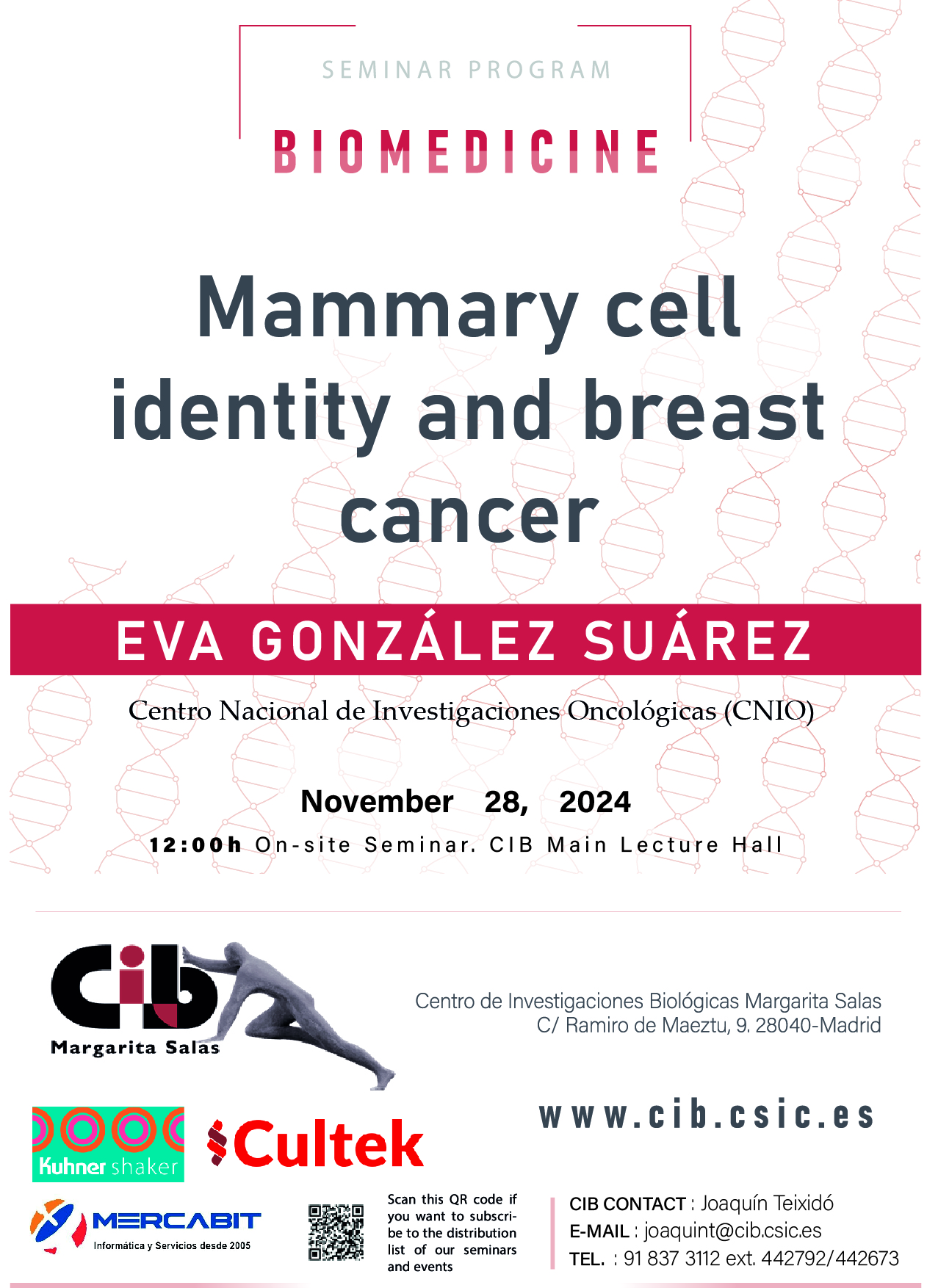 Cartel del seminario de Eva González Suárez del 28 de noviembre de 2024